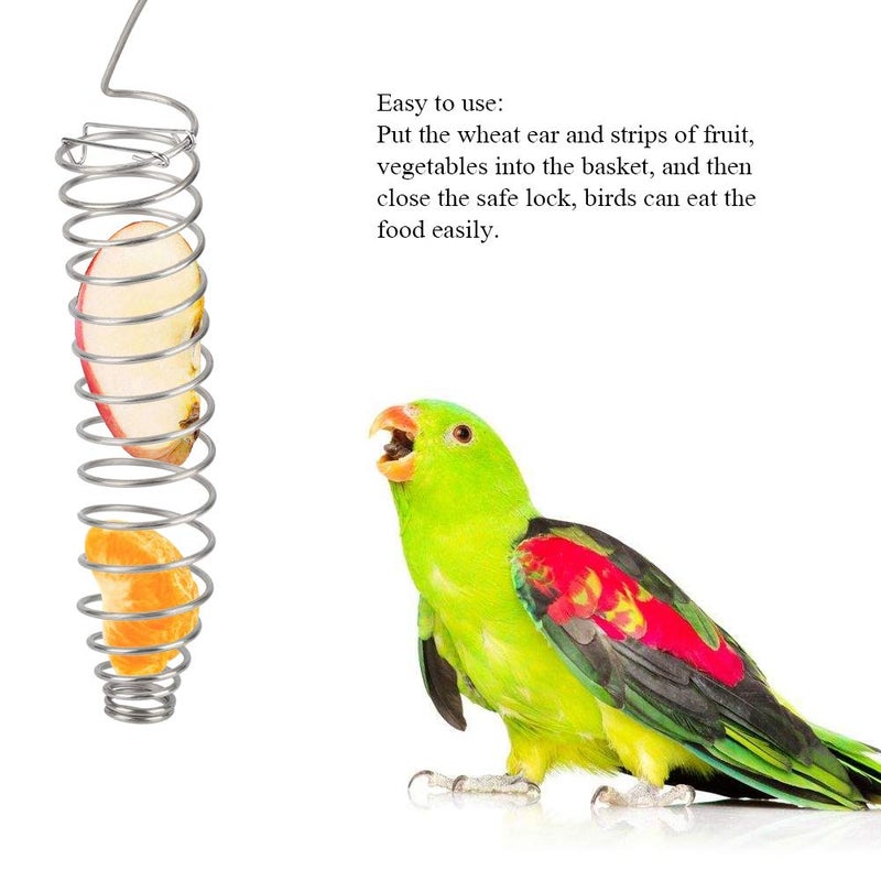 Fdit Stainless Steel Parrot Birds Food Basket Toys Wheat Ear Fruit Vegetables Feeder - Image 5